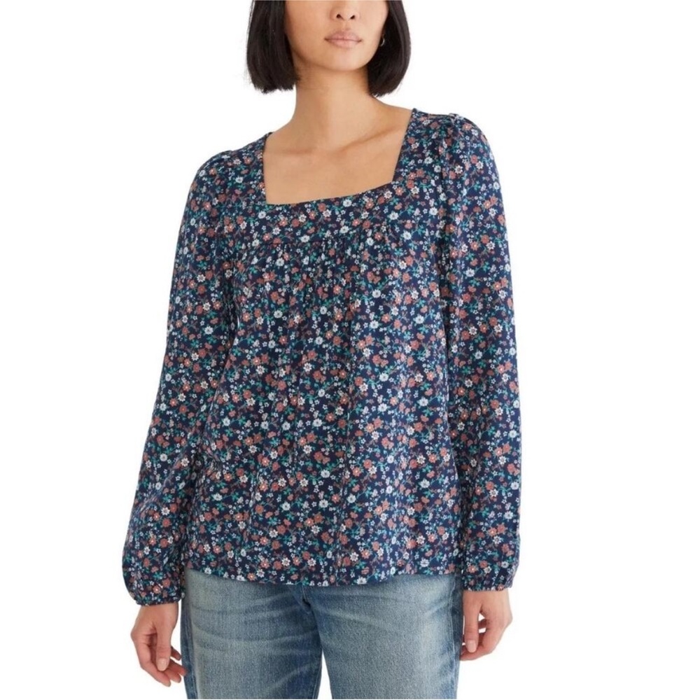 Lucky Brand Floral Square Neck Blouse